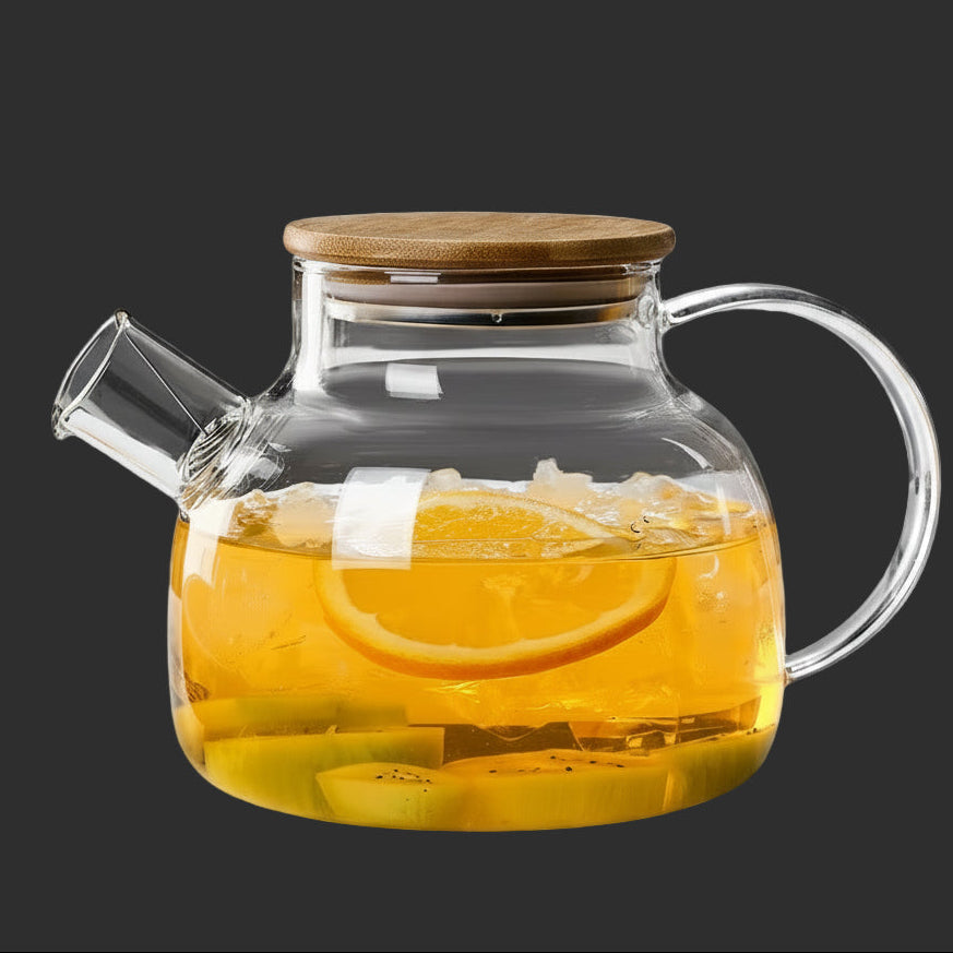 1L/1.8L Transparent Borosilicate Glass Teapot Heat Resistant Water Jug Large Capacity Water Kettle for Home Flower Tea Juice