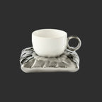 -Nordic Silver Ceramic Coffee Cup, Creative Luxury Mug, Kitchen Drink Set, Milk Cup Gift, Home Decoration, 2023