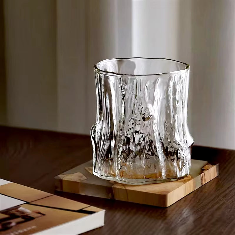 Stump Shape Glass Espresso Cups Anti-Scald Latte Coffee Mugs Transparent Glasses for Whisky Cocktail Drinkware