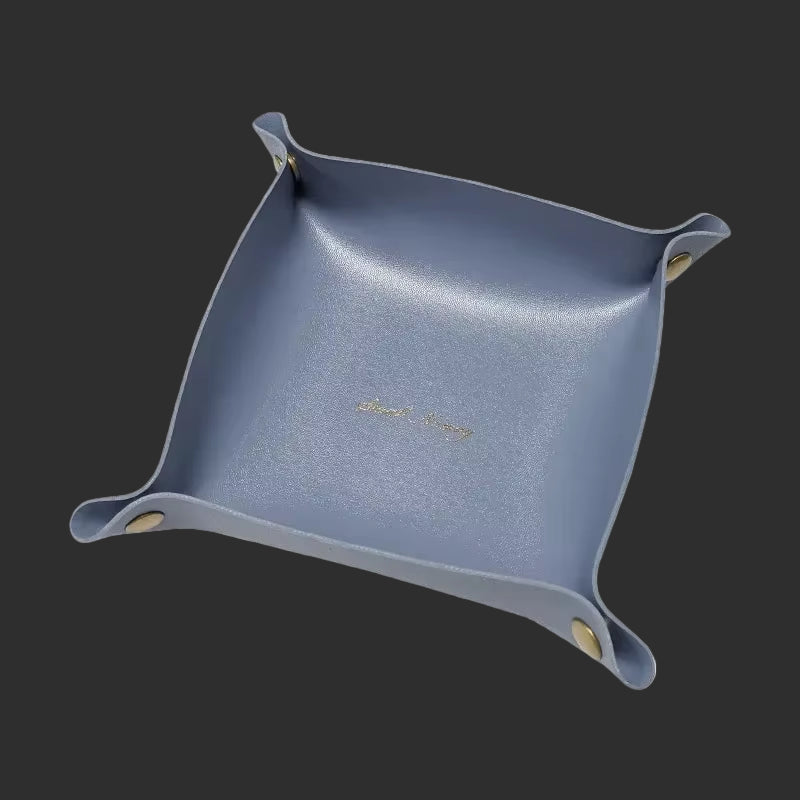 Nordic Leather Desktop Storage Tray Pu Leather Jewelry Cosmetic Key Storage Tray Desktop Folding Organizer Storage Box for Home