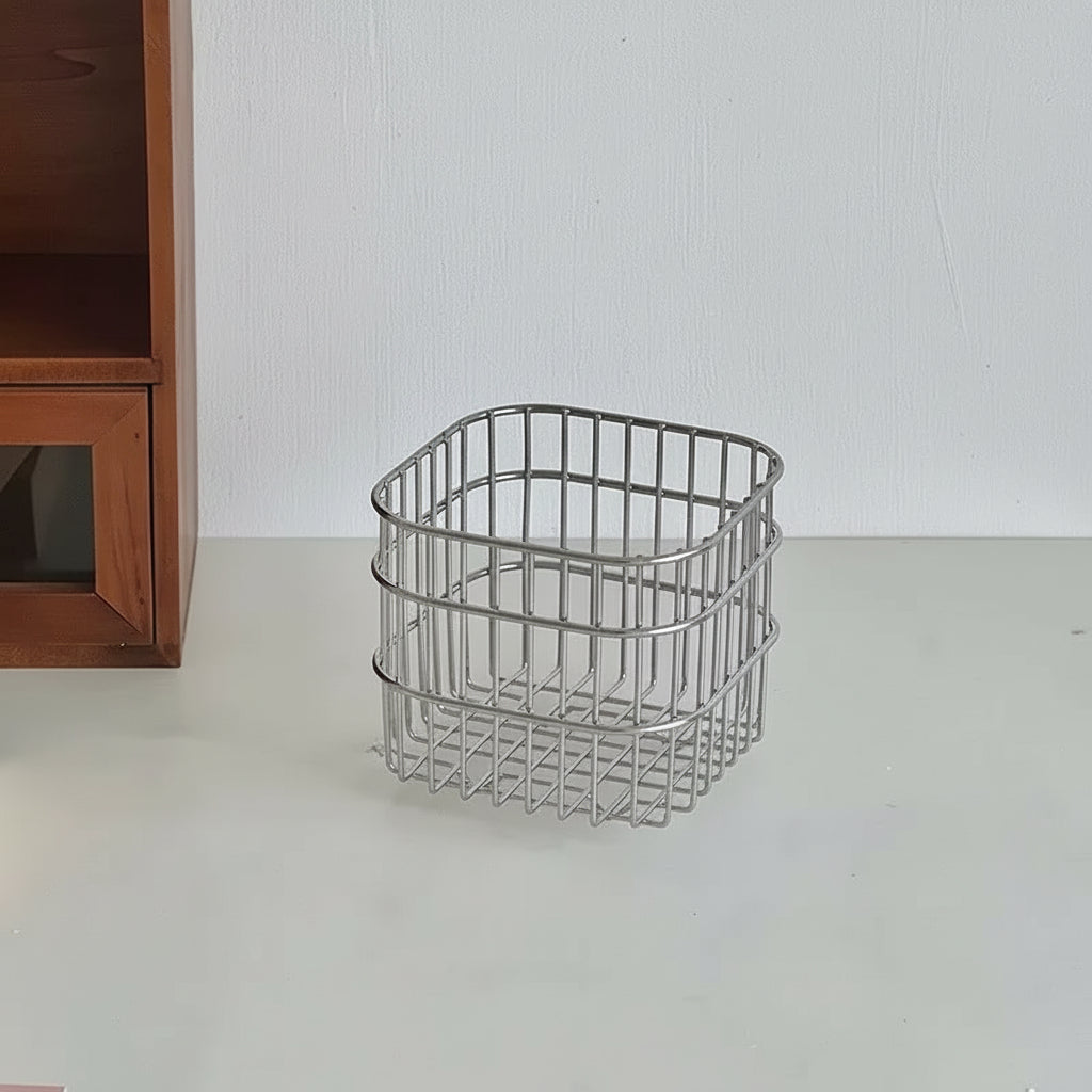 MINKYS Metal Desktop Storage Basket Box Office Cosmetics Makeup Storage Box Desk Organizer Stationery
