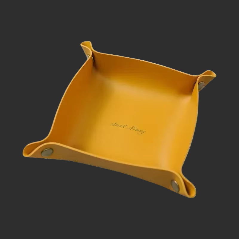 Nordic Leather Desktop Storage Tray Pu Leather Jewelry Cosmetic Key Storage Tray Desktop Folding Organizer Storage Box for Home