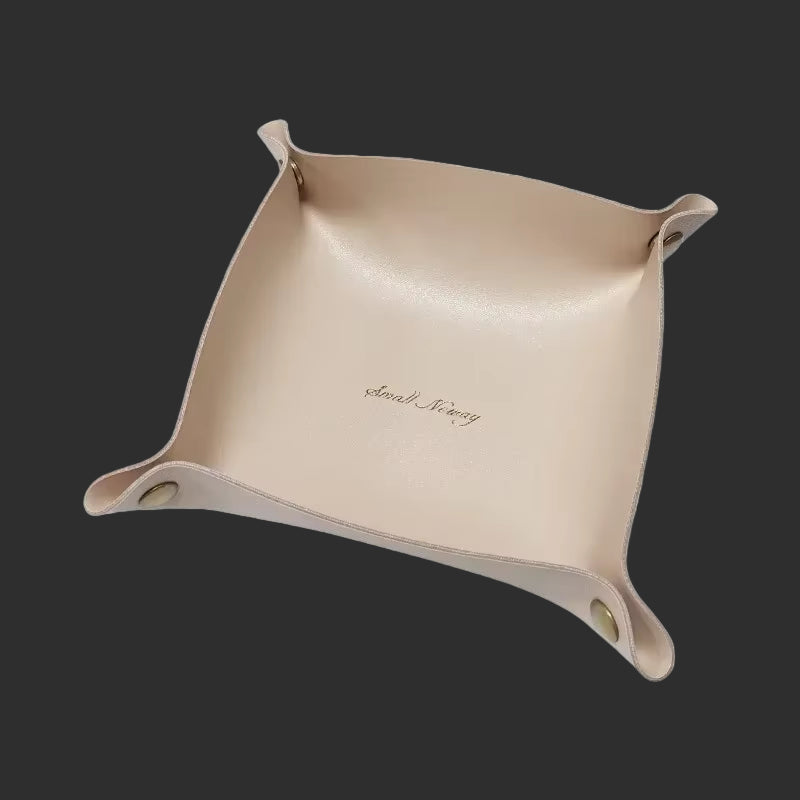 Nordic Leather Desktop Storage Tray Pu Leather Jewelry Cosmetic Key Storage Tray Desktop Folding Organizer Storage Box for Home