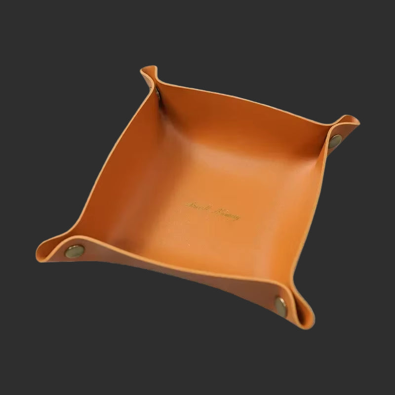 Nordic Leather Desktop Storage Tray Pu Leather Jewelry Cosmetic Key Storage Tray Desktop Folding Organizer Storage Box for Home