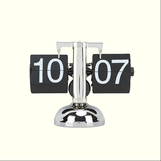 Flip Clock 24 Hours Large Number Battery Powered 304 Stainless Steel Electronic Tabletop Retro Flip Clock for Home Room Office