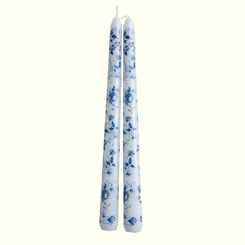 2Pcs/Box Long Scented Candles Chinese Hand-Painted Blue and White Porcelain Candle Soy Wax Candles Party Wedding Home Decor