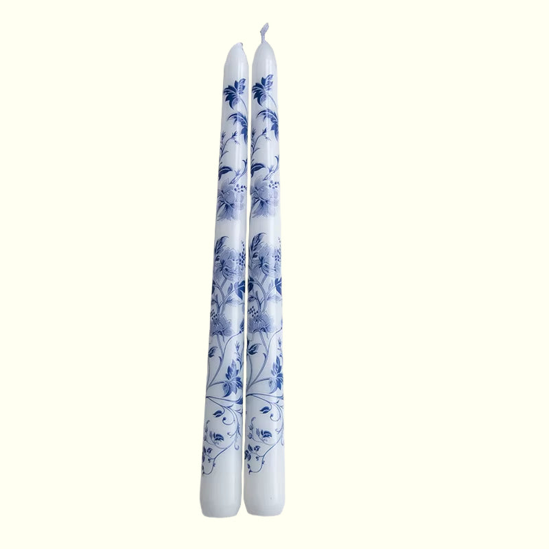 2Pcs/Box Long Scented Candles Chinese Hand-Painted Blue and White Porcelain Candle Soy Wax Candles Party Wedding Home Decor