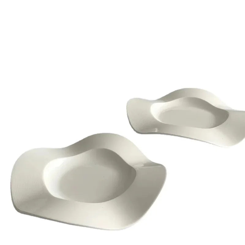 8Inch Ceramic Dish Set Snack Plate Wave Side Dish Plate Cake Decorative Tray Oragnizer Holder Ceramic Plate Tableware