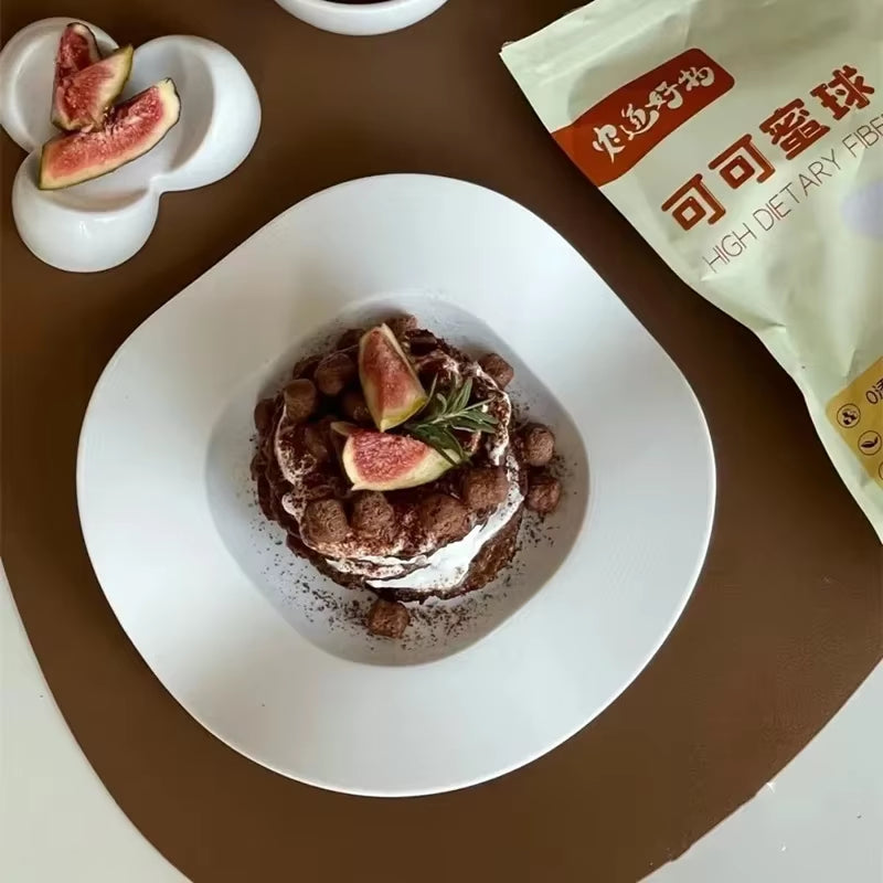 8Inch Ceramic Dish Set Snack Plate Wave Side Dish Plate Cake Decorative Tray Oragnizer Holder Ceramic Plate Tableware