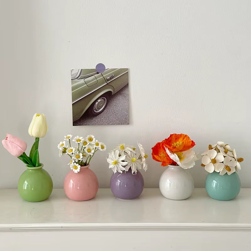 Mini Ceramics Vase Interior Accessories Ceramic Vase Desktop Ornament Flower Arrangement Vase Art Flower Vase Decorative Vase