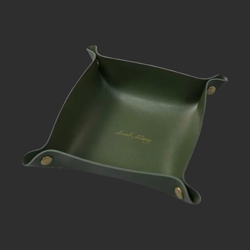 Nordic Leather Desktop Storage Tray Pu Leather Jewelry Cosmetic Key Storage Tray Desktop Folding Organizer Storage Box for Home
