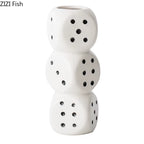Creative Dice Shape Ceramic Vase Desk Decoration Flower Arrangement Artificial Flowers Decorative Vases Room Aesthetic Decor