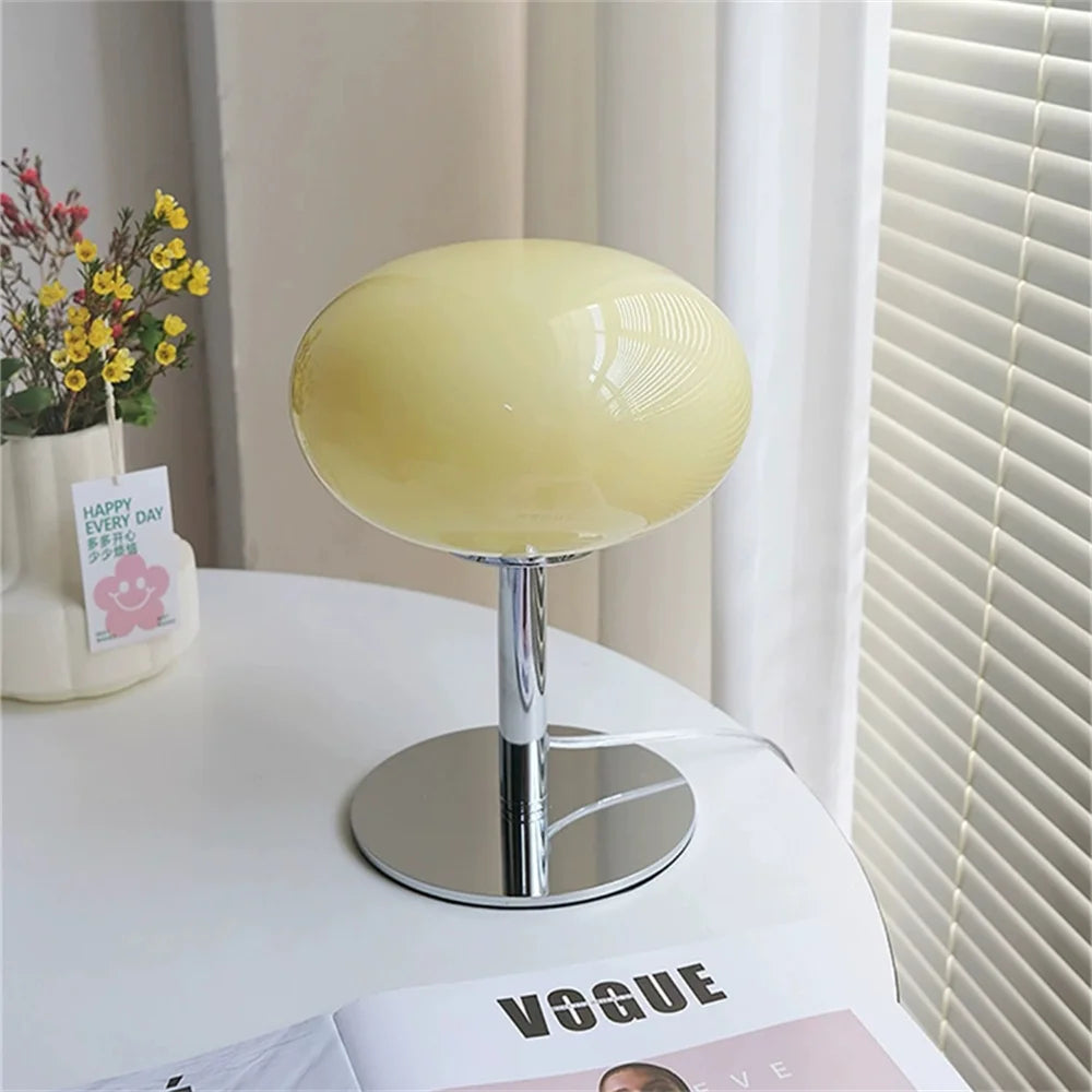 Lollipop Table Lamp Medieval Cream Glass Lamp Living Room Bedroom Study Simple Atmosphere Retro Glass Standing Lamp Home Decor