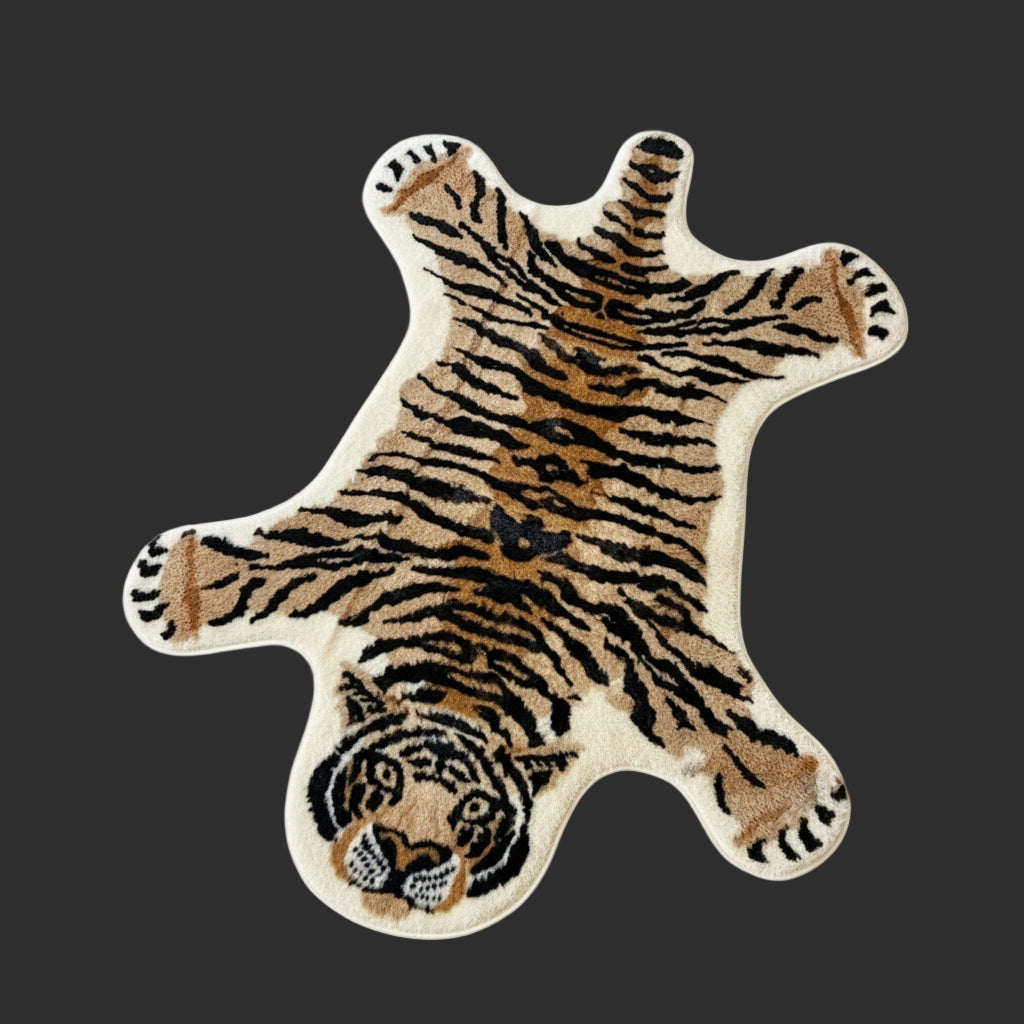 1Pc Plush Tiger Shaped Area Rug - Soft, Non-Slip, Super Absorbent, Suitable for Bedroom, Living Room or Bathroom, Machine Washable, Bath Mat, Decorative Rug, Bedroom Decor, Small Rug, Carpet, Home Decor, Living Room Rug, Living Room Small Rug, Bedroom Rug, Living Room Home Decor