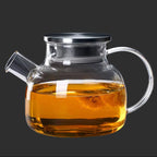 1L/1.8L Transparent Borosilicate Glass Teapot Heat Resistant Water Jug Large Capacity Water Kettle for Home Flower Tea Juice