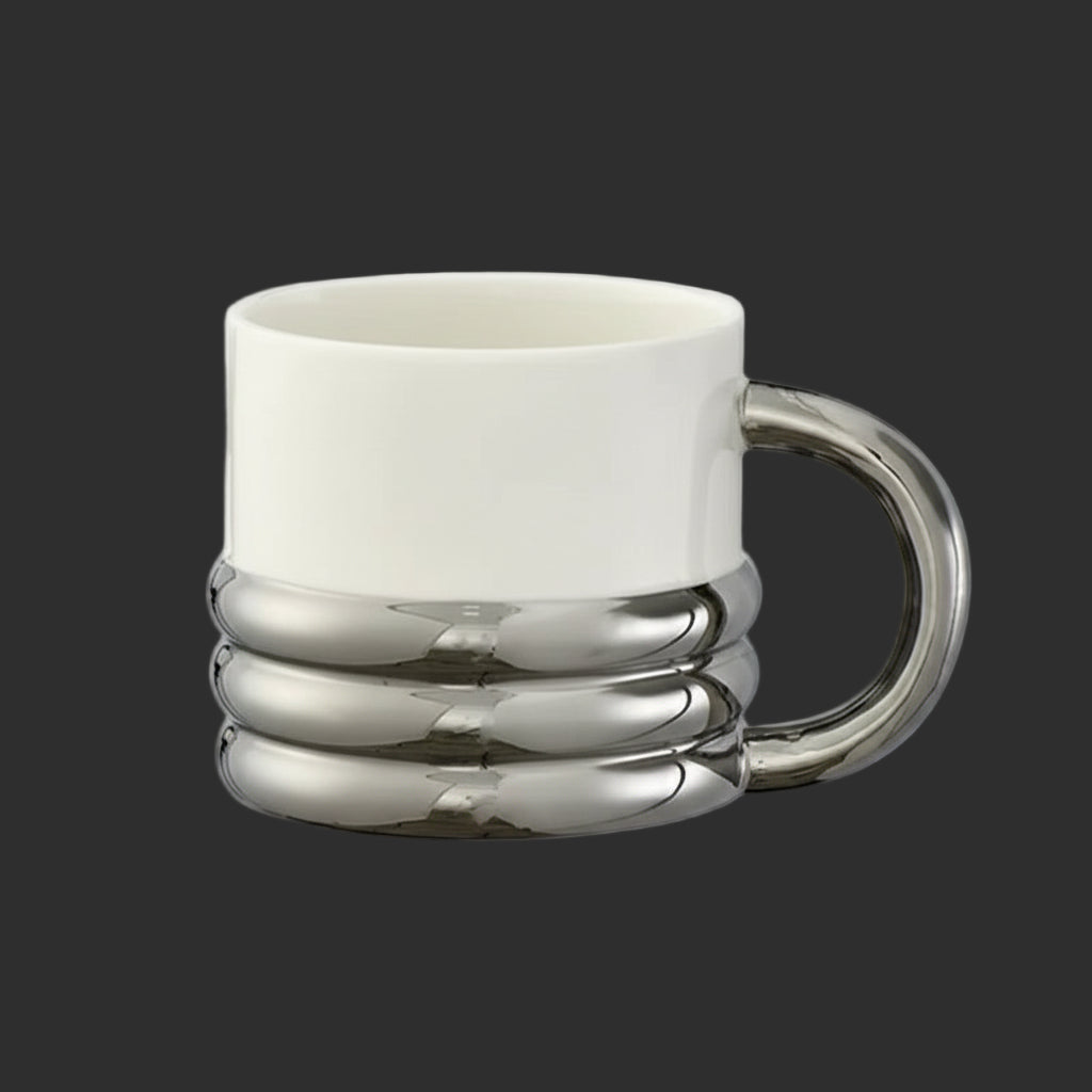 -Nordic Silver Ceramic Coffee Cup, Creative Luxury Mug, Kitchen Drink Set, Milk Cup Gift, Home Decoration, 2023