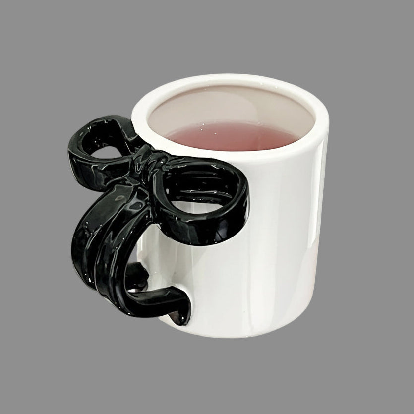 Cute Pink Bow Ceramic Water Cup High Appearance Level Coffee Cup Girl'S Mug Office Home Niche Couple Cup