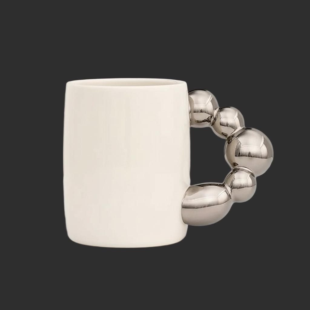 -Nordic Silver Ceramic Coffee Cup, Creative Luxury Mug, Kitchen Drink Set, Milk Cup Gift, Home Decoration, 2023