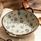 7.5Inch Japanese Household Noodle Bowl Ceramic Soup Bowl with Handle Salad Pasta Bowl Kitchen Tableware Microwave Oven Bakware