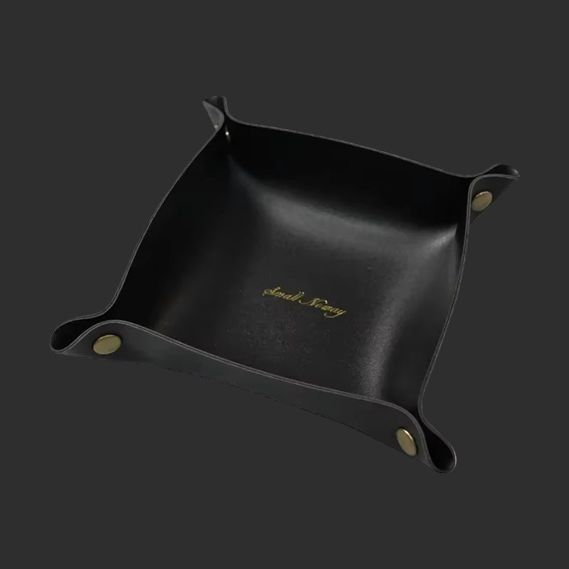 Nordic Leather Desktop Storage Tray Pu Leather Jewelry Cosmetic Key Storage Tray Desktop Folding Organizer Storage Box for Home