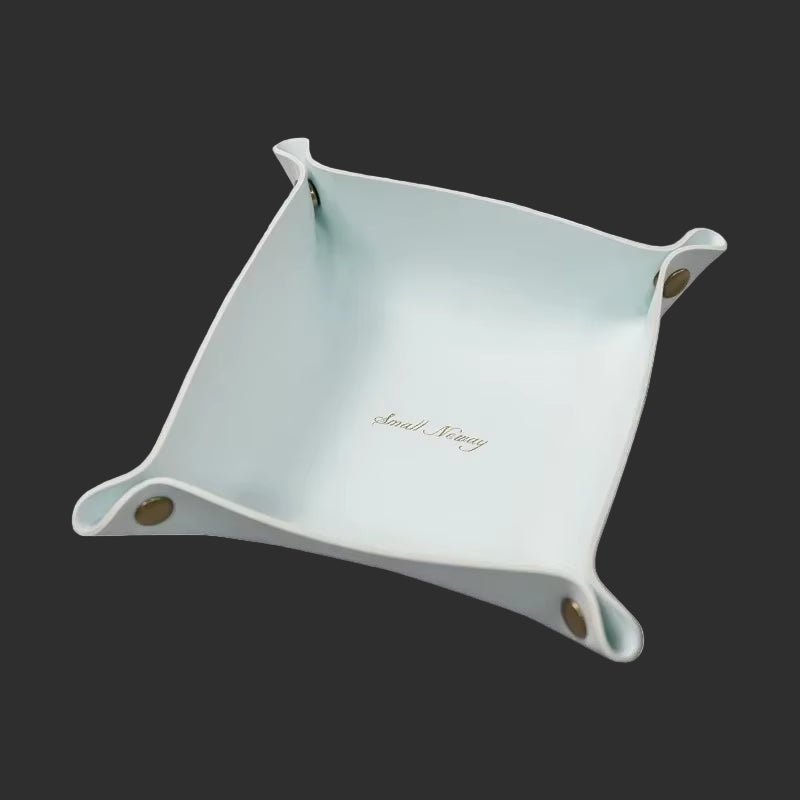 Nordic Leather Desktop Storage Tray Pu Leather Jewelry Cosmetic Key Storage Tray Desktop Folding Organizer Storage Box for Home