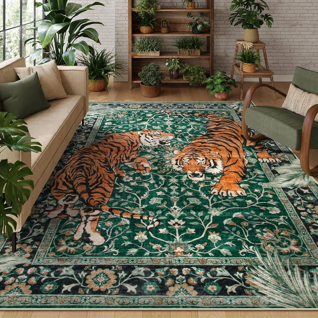 Rug for Living Room Carpet Jungle Tiger Home Decoration Large Area Bedroom Plush Floor Mat Machine Washable Coffee Table Rugs 러그