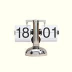 Flip Clock 24 Hours Large Number Battery Powered 304 Stainless Steel Electronic Tabletop Retro Flip Clock for Home Room Office