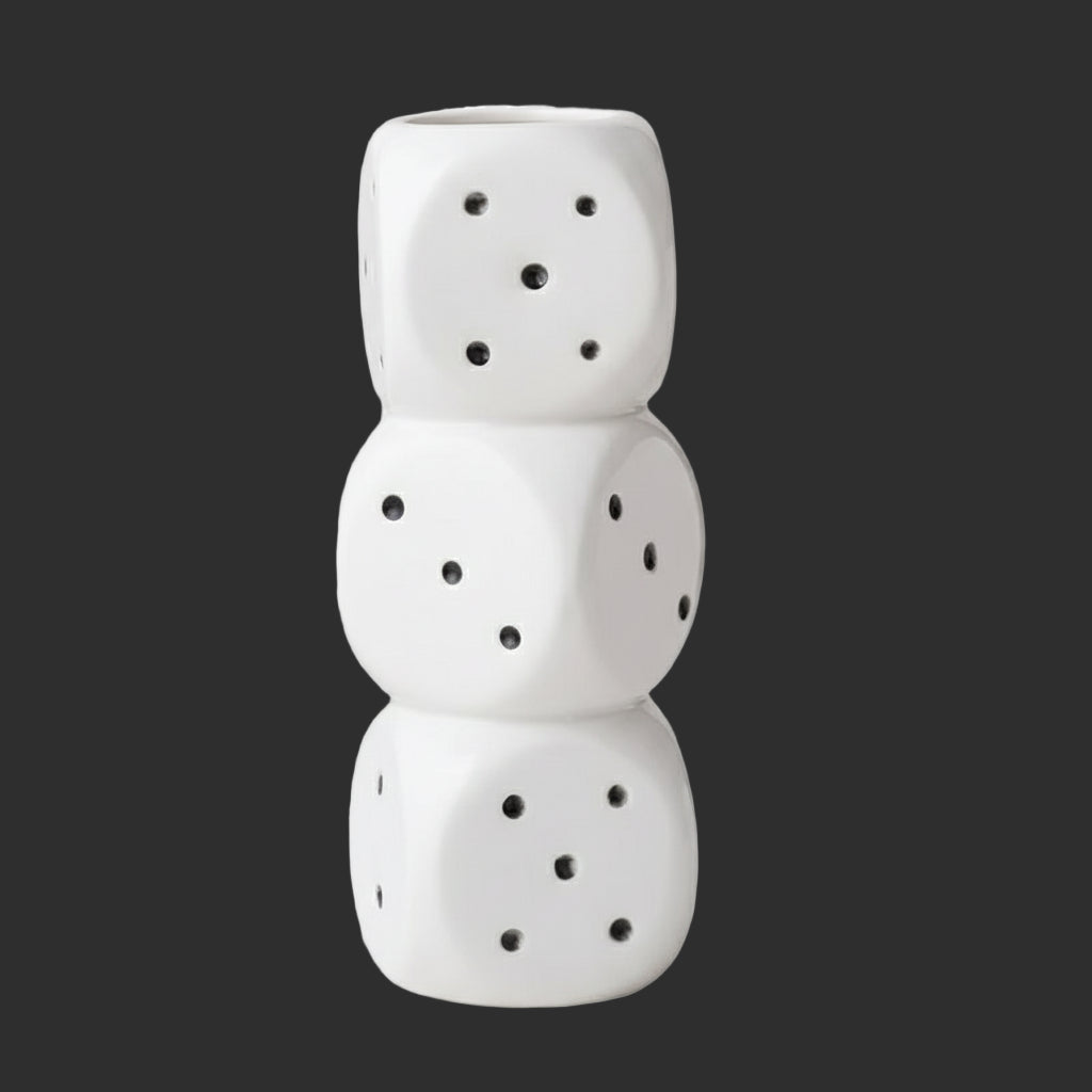 Creative Dice Shape Ceramic Vase Desk Decoration Flower Arrangement Artificial Flowers Decorative Vases Room Aesthetic Decor