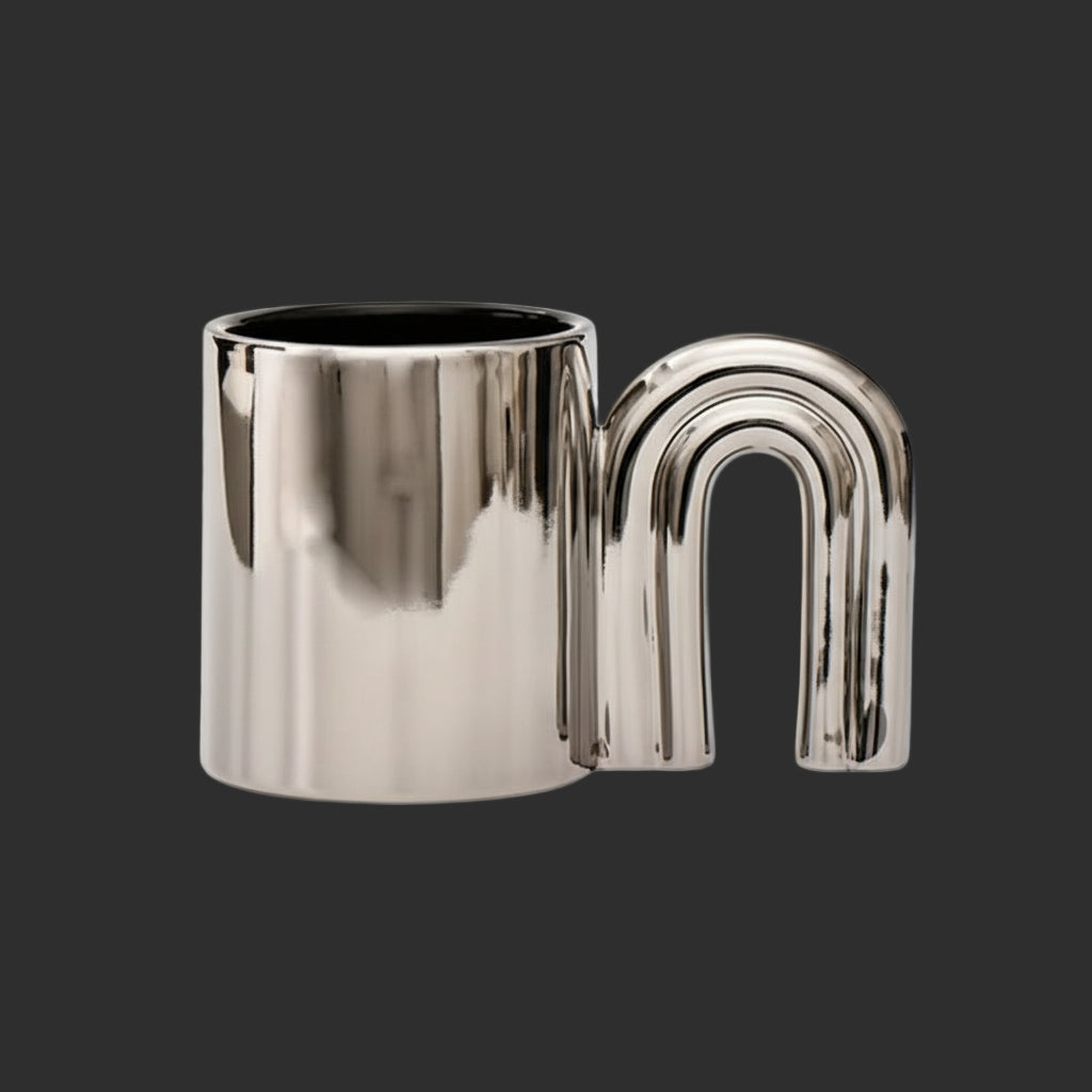 -Nordic Silver Ceramic Coffee Cup, Creative Luxury Mug, Kitchen Drink Set, Milk Cup Gift, Home Decoration, 2023