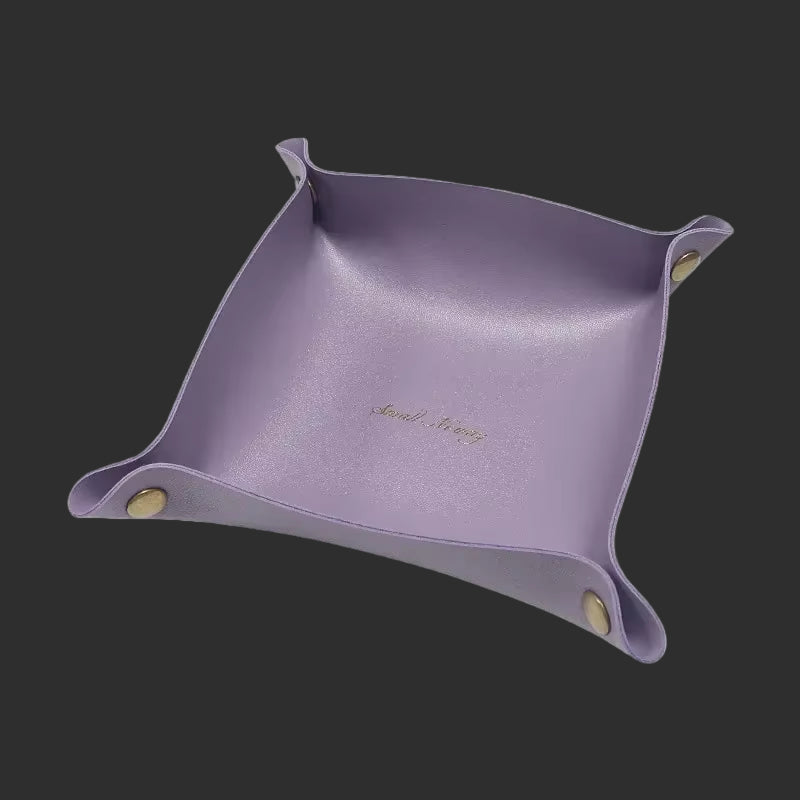 Nordic Leather Desktop Storage Tray Pu Leather Jewelry Cosmetic Key Storage Tray Desktop Folding Organizer Storage Box for Home