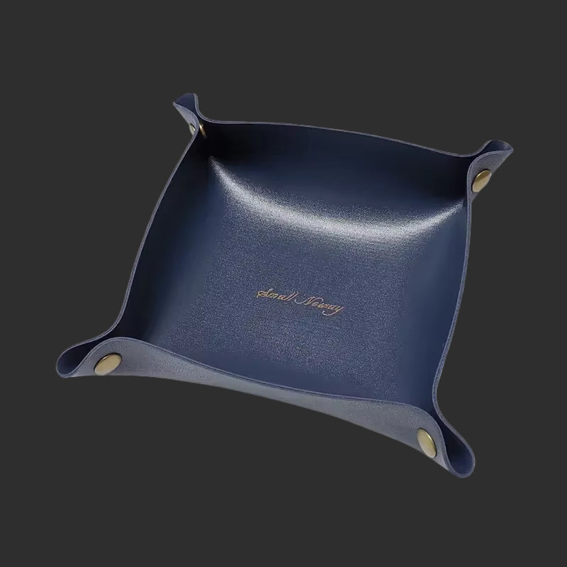 Nordic Leather Desktop Storage Tray Pu Leather Jewelry Cosmetic Key Storage Tray Desktop Folding Organizer Storage Box for Home