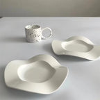 8Inch Ceramic Dish Set Snack Plate Wave Side Dish Plate Cake Decorative Tray Oragnizer Holder Ceramic Plate Tableware