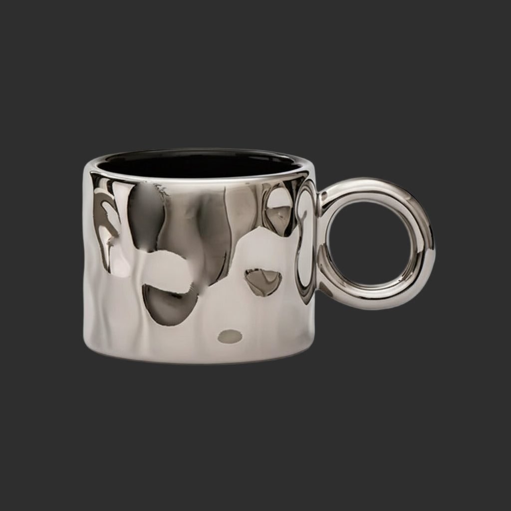 -Nordic Silver Ceramic Coffee Cup, Creative Luxury Mug, Kitchen Drink Set, Milk Cup Gift, Home Decoration, 2023