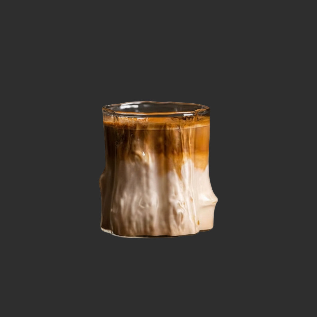 Stump Shape Glass Espresso Cups Anti-Scald Latte Coffee Mugs Transparent Glasses for Whisky Cocktail Drinkware