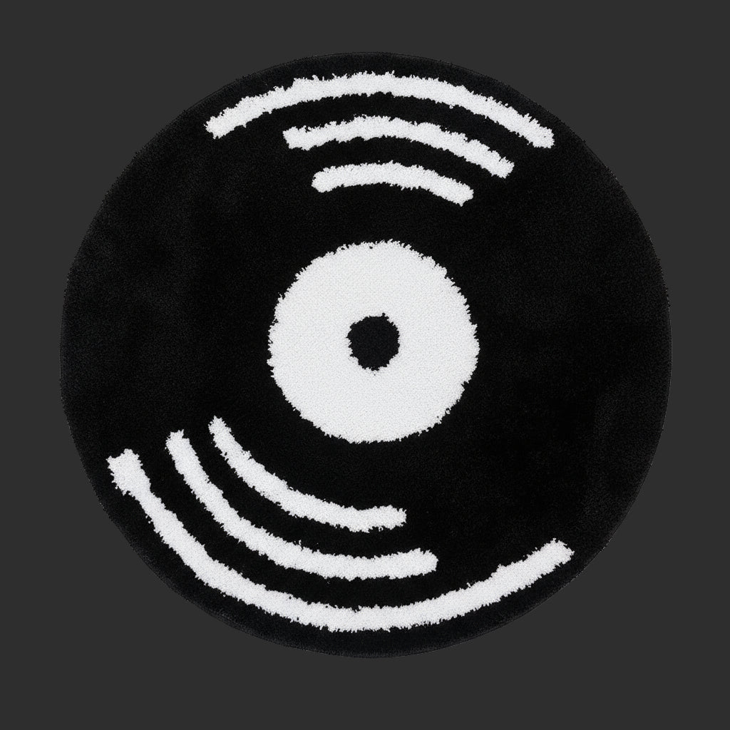 Creative Vinyl Record Tufted Rug Indoor Aesthetic Home Decoration Halloween Gifts round Tufting Soft Rug Horror Movie Safety Mat