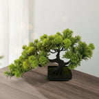 Artificial Bonsai Pine Tree Simulation Potted Plants Desktop Display Tree for Bookshelf Living Room Windowsill Decoration