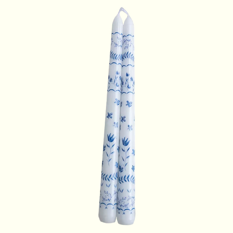 2Pcs/Box Long Scented Candles Chinese Hand-Painted Blue and White Porcelain Candle Soy Wax Candles Party Wedding Home Decor